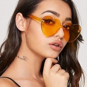 Heart Shaped Sunglasses for Party, Rimless - Orange - NWOT